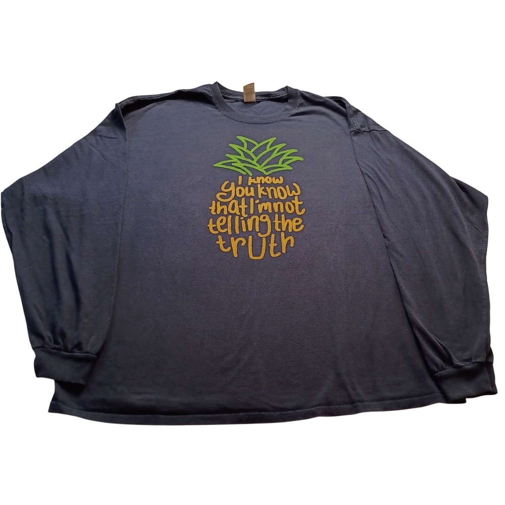 Psych TV Show Graphic T-Shirt Men's 2XL Navy Blue Long Sleeve Pineapple